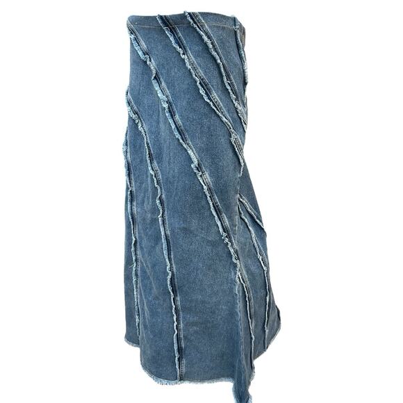 DOLLS KILL X GENERATION KISS JADE MAXI MERMAID DENIM DISTRESSED Y2K SKIRT SZ XL - Picture 4 of 10